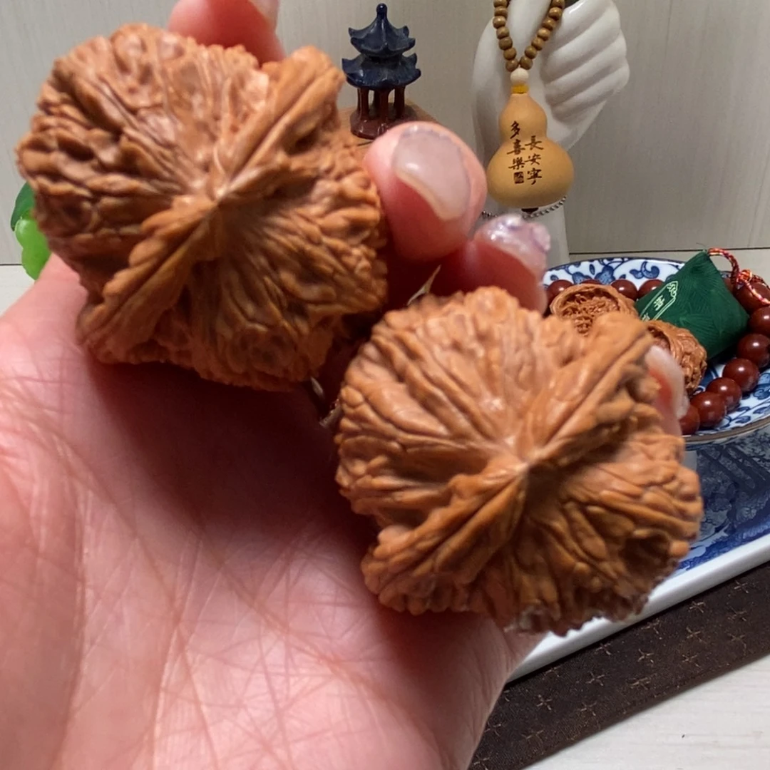 安***房把件文玩核桃白狮子