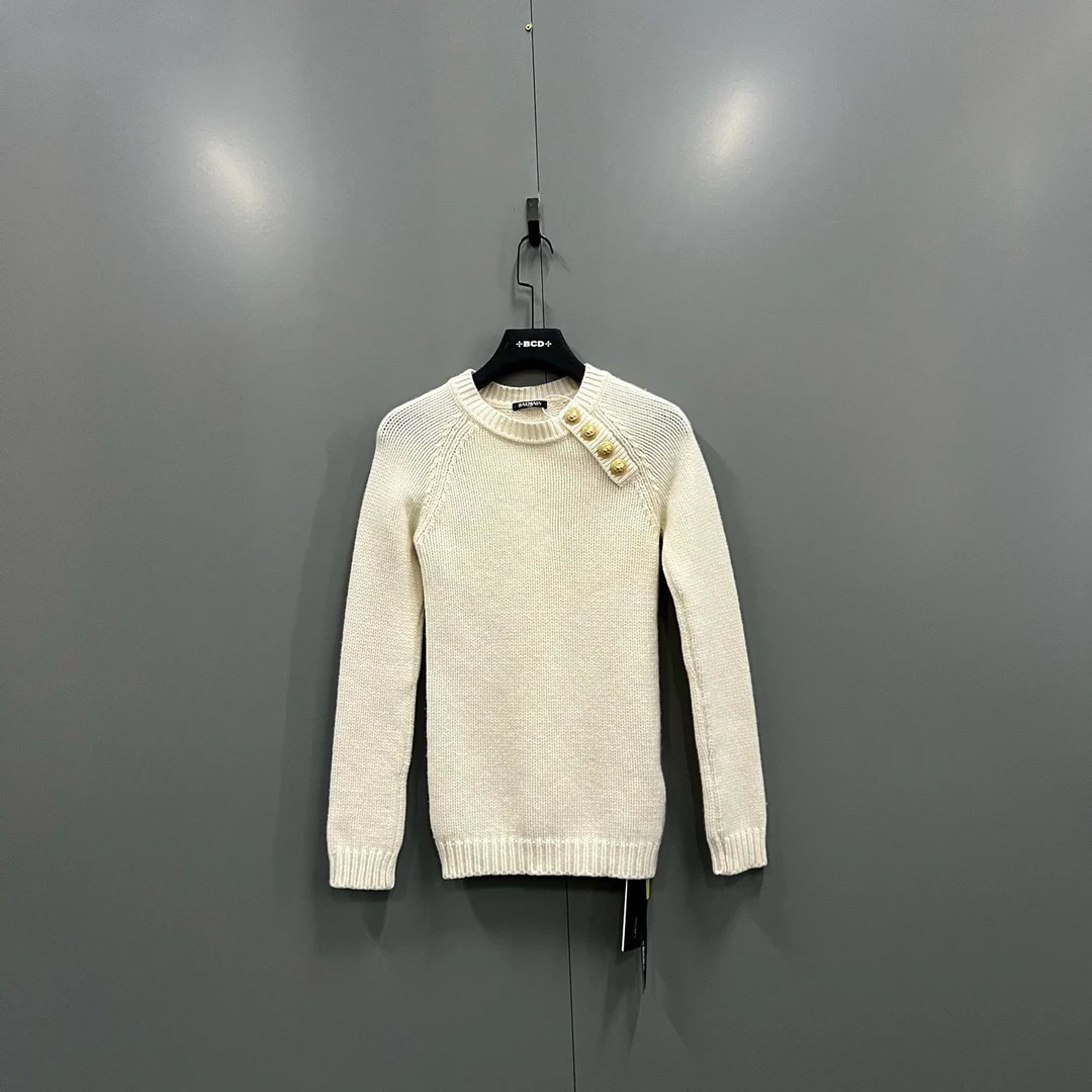 99新 BALMAIN/巴尔曼 tt1 米白色针织毛衣 34码/305424