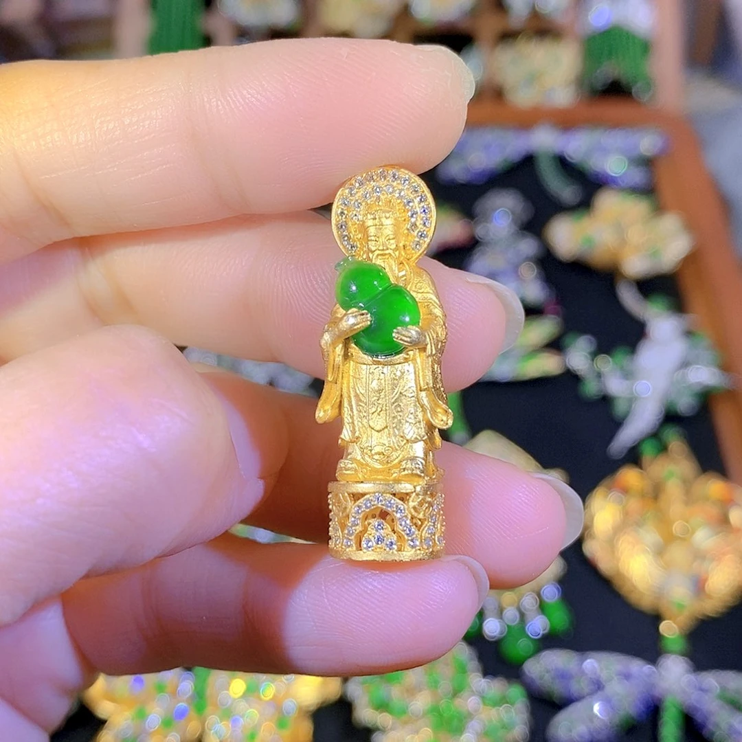 吊坠(不含链)银S925镶嵌翡翠