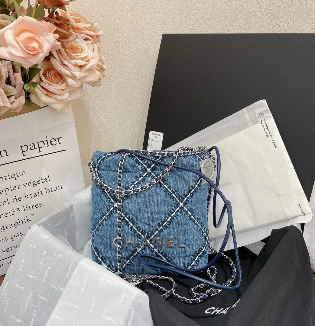 未使用 Chanel/香奈儿 一泽/24P牛仔22bag mini单肩包/2106A