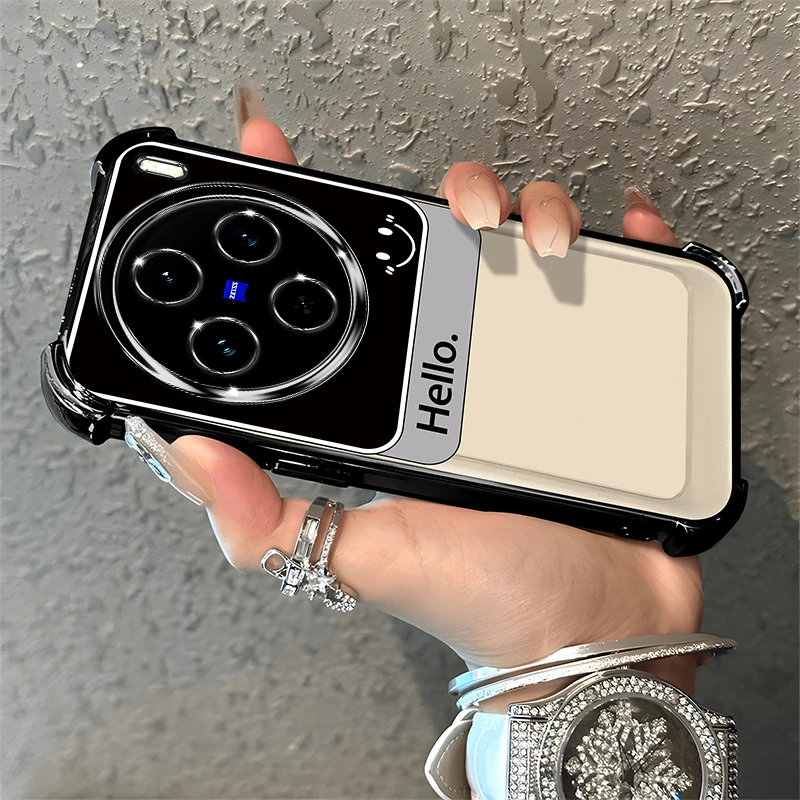 适用于【VIVO】X100简约笑脸hello时尚百搭创意防摔手机壳