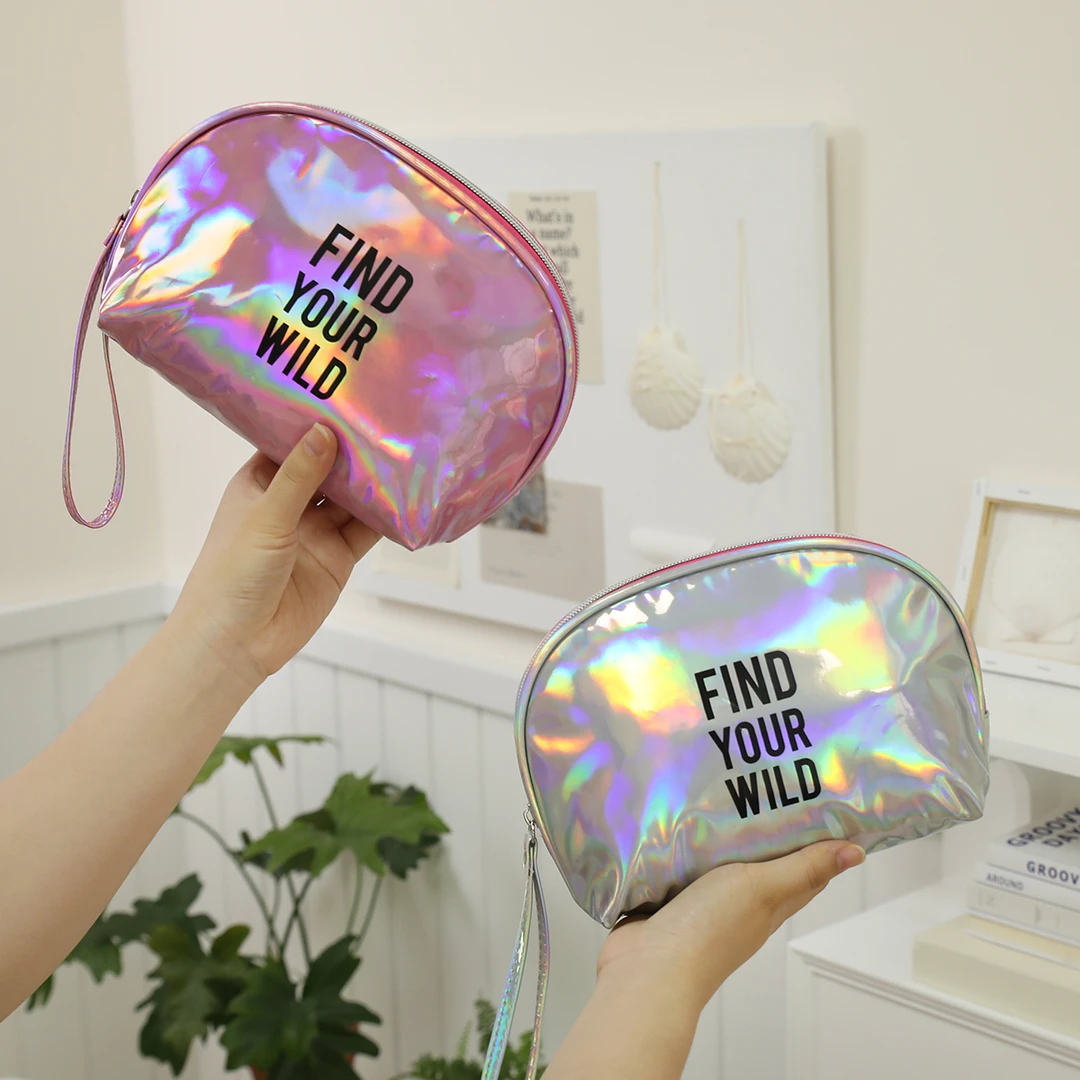 网红大容量防水镭射化妆包便携旅行洗漱收纳包炫彩设计时尚零钱包