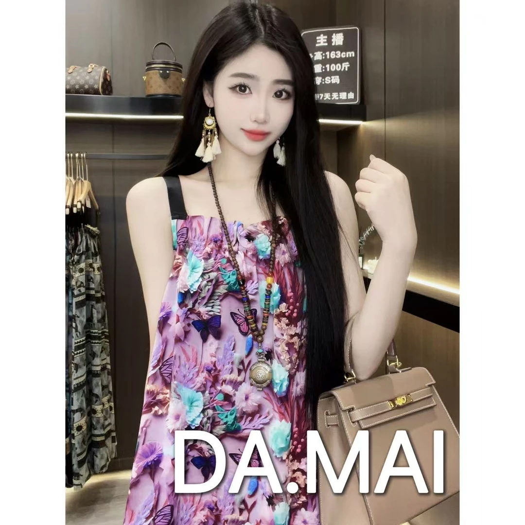 DA.MAI8892-#2025女款轻奢宽松长裙春夏缎料无袖气质时尚连衣裙