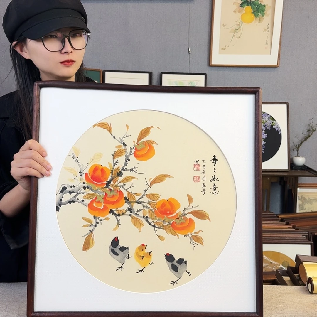 书法手绘带框尺寸： 53*53