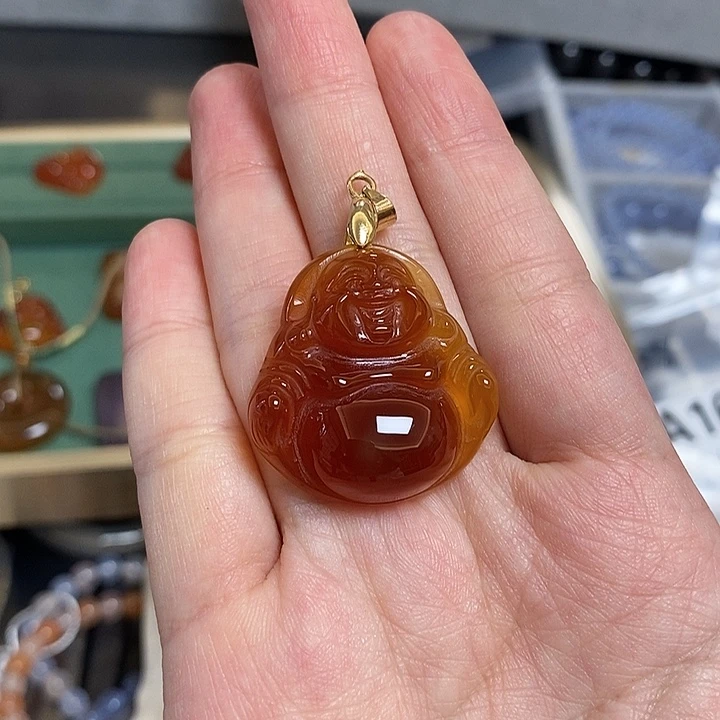 玛瑙/玉髓吊坠(不含链)银S925镀金镶嵌小****殖