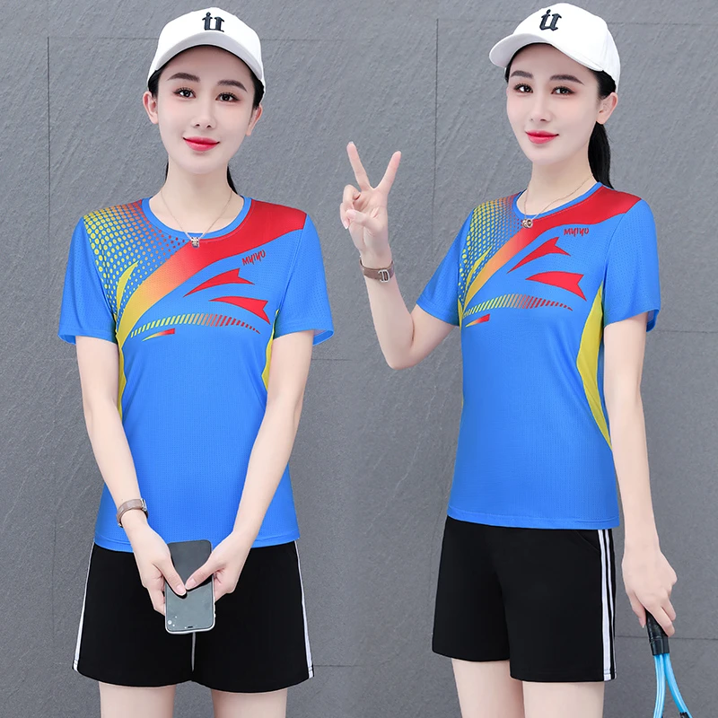 休闲运动套装女跑步健身短裤透气时尚休闲宽松圆领夏装显瘦训练装