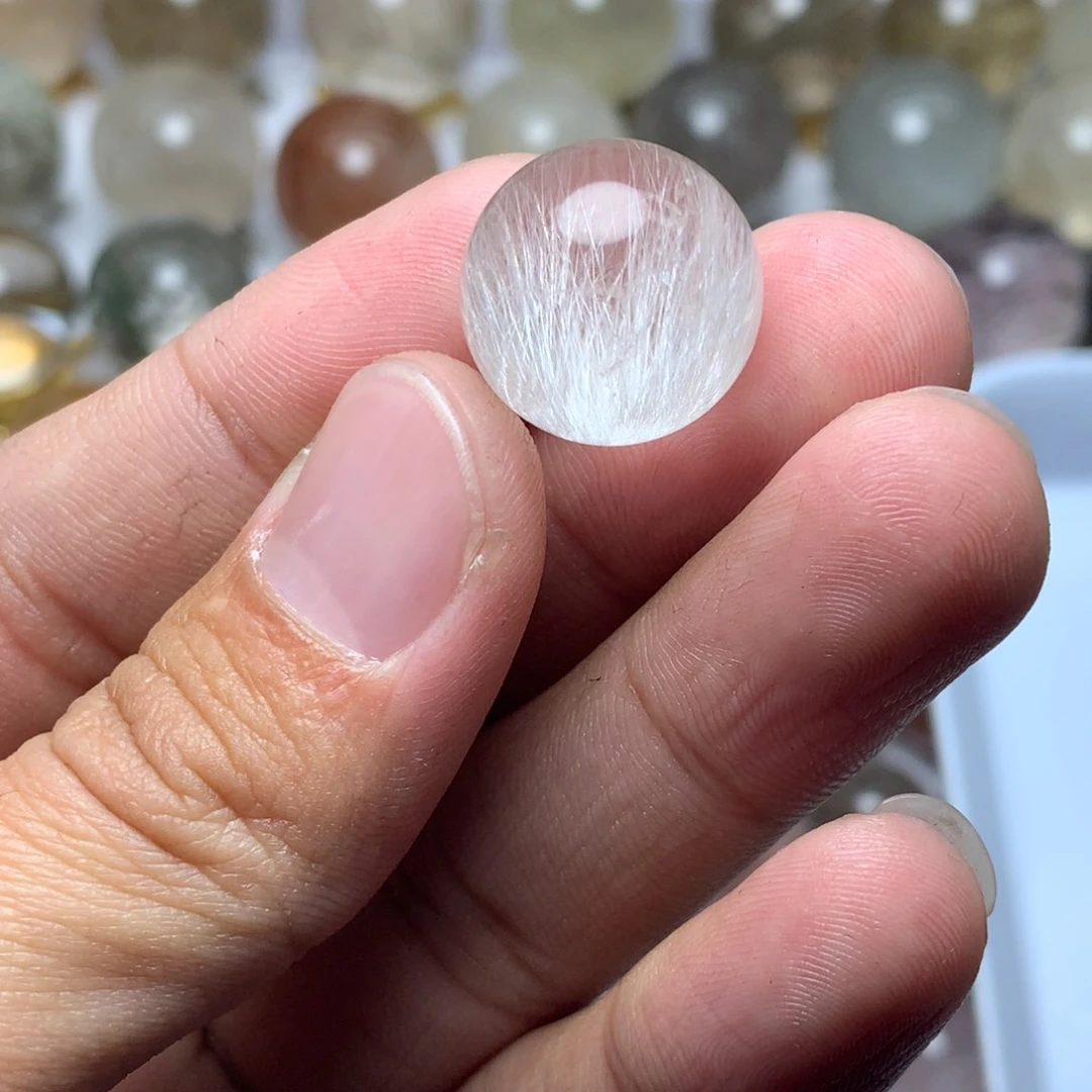 水晶珠宝半成品未镶嵌阿***酱白兔毛球