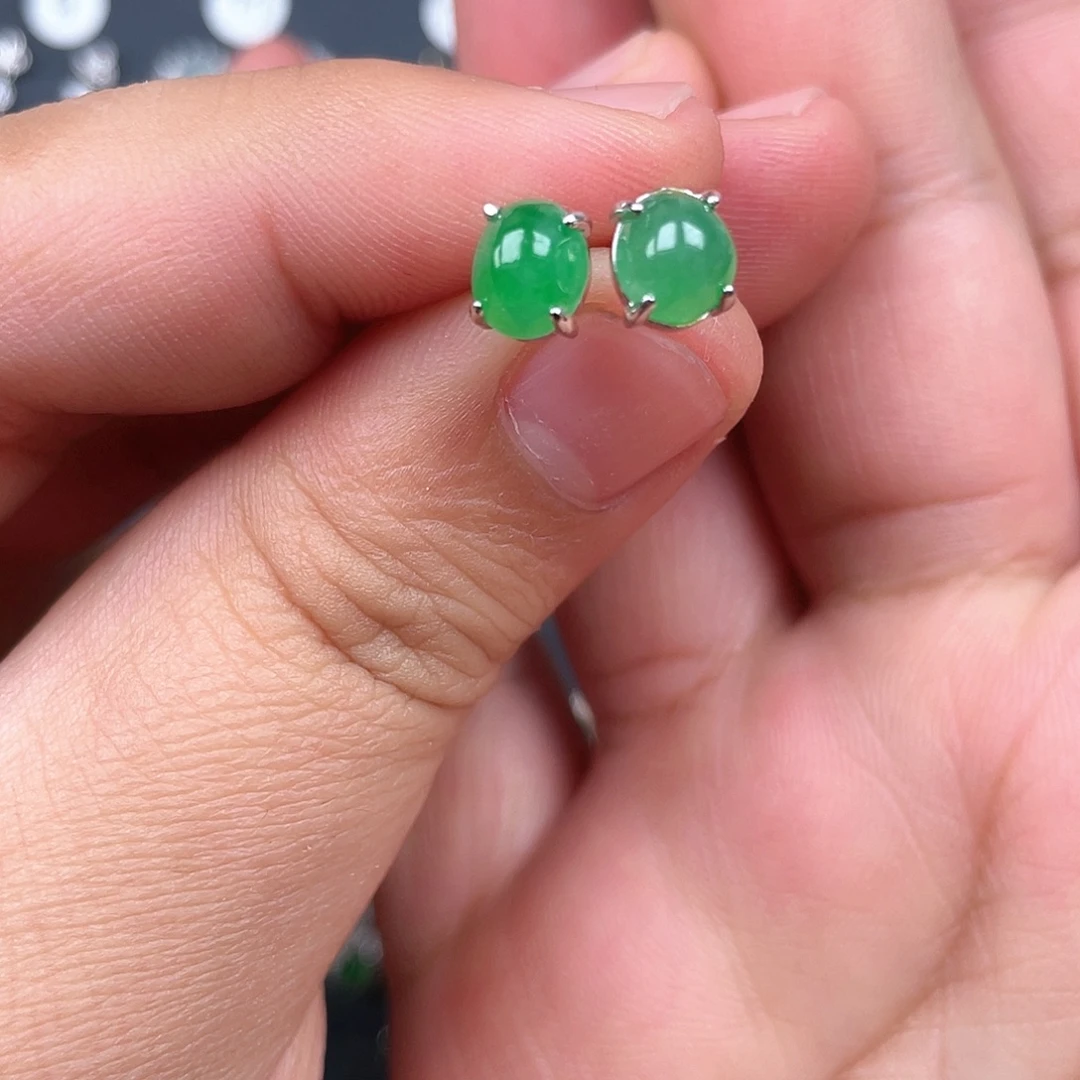 翡翠银S925镶嵌耳饰