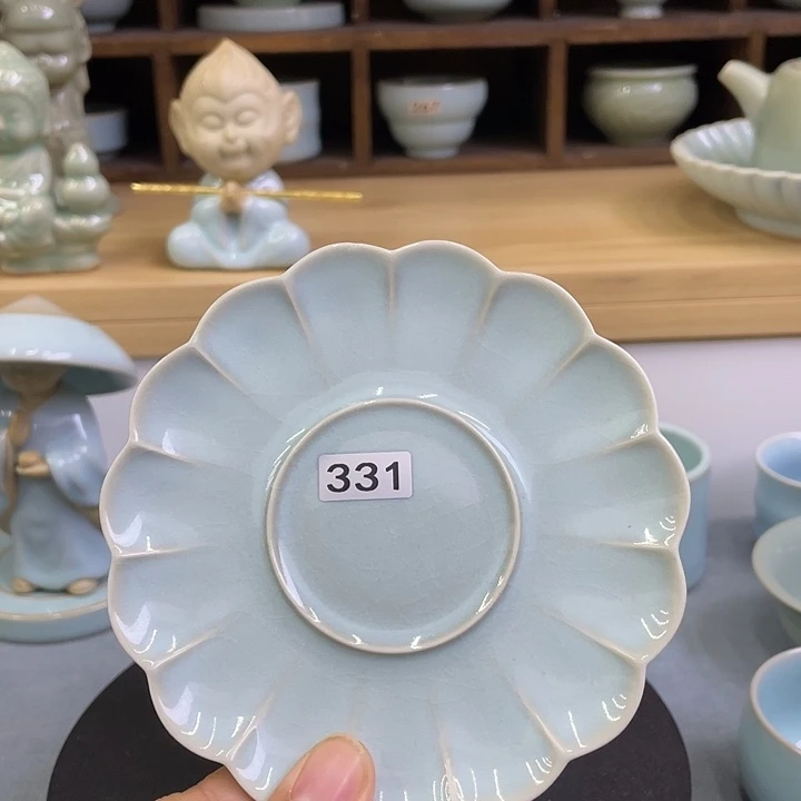 杯子陶瓷微瑕天青菊花碟