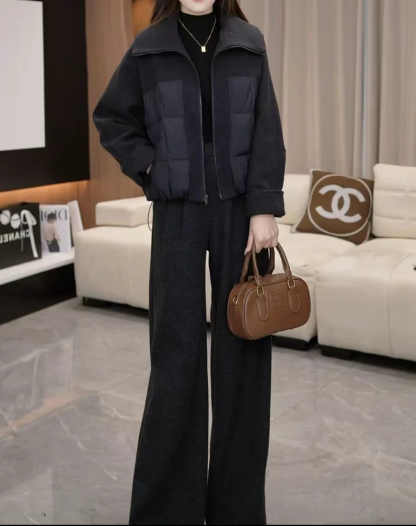 【运费补贴】韩系休闲大翻领棉服女款套装2025年冬季新款宽松两件套