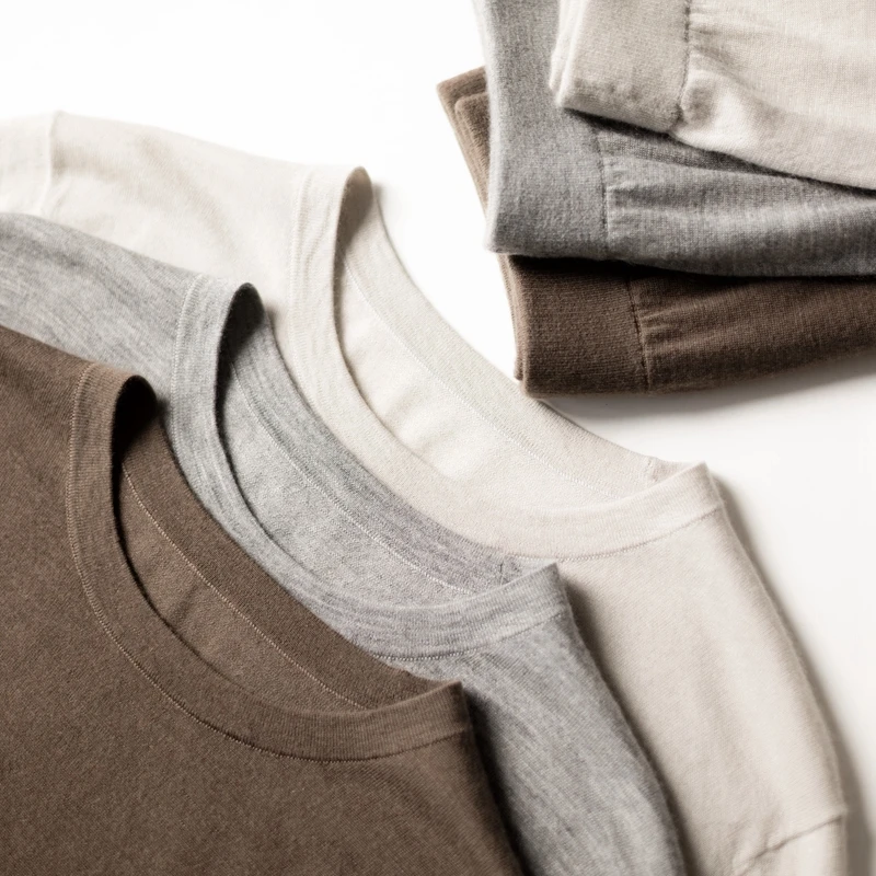 68支3股精纺羊绒内衣套装100纯山羊绒衫男圆领贴身毛衣羊绒裤薄款