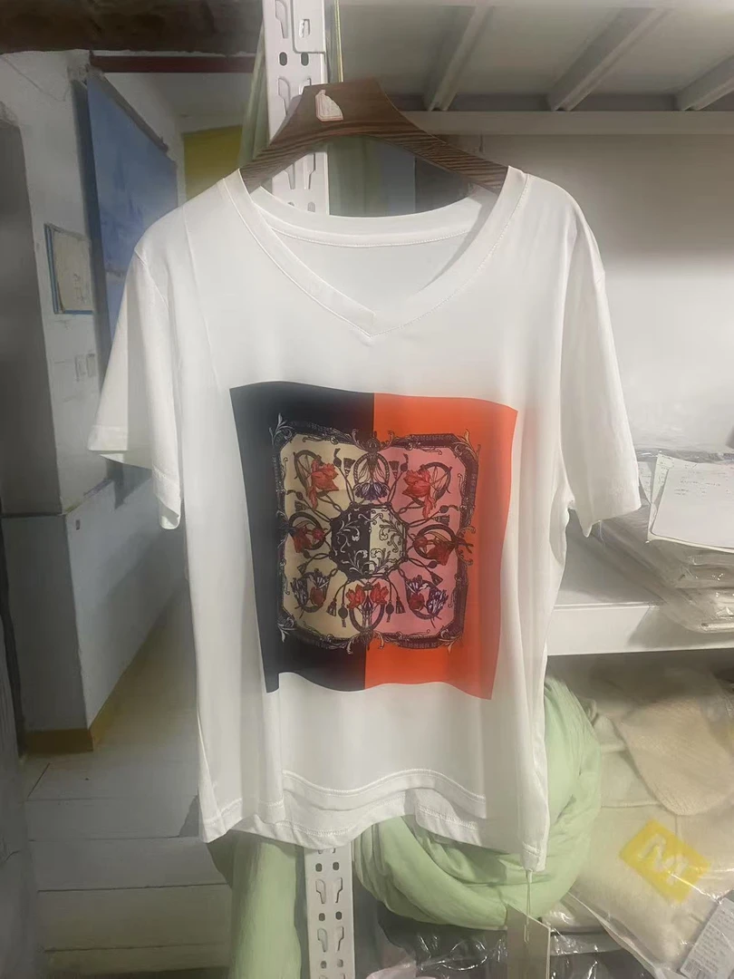 902#夏季短袖T恤女丝百搭内搭印花韩版显瘦上衣