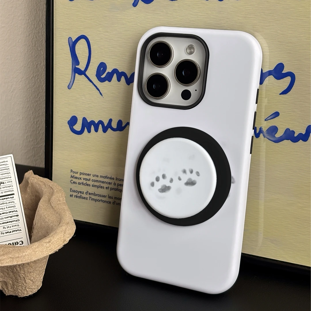 磁吸二合一适用于苹果17pm/16白色猫爪极简可爱小众趣味手机壳