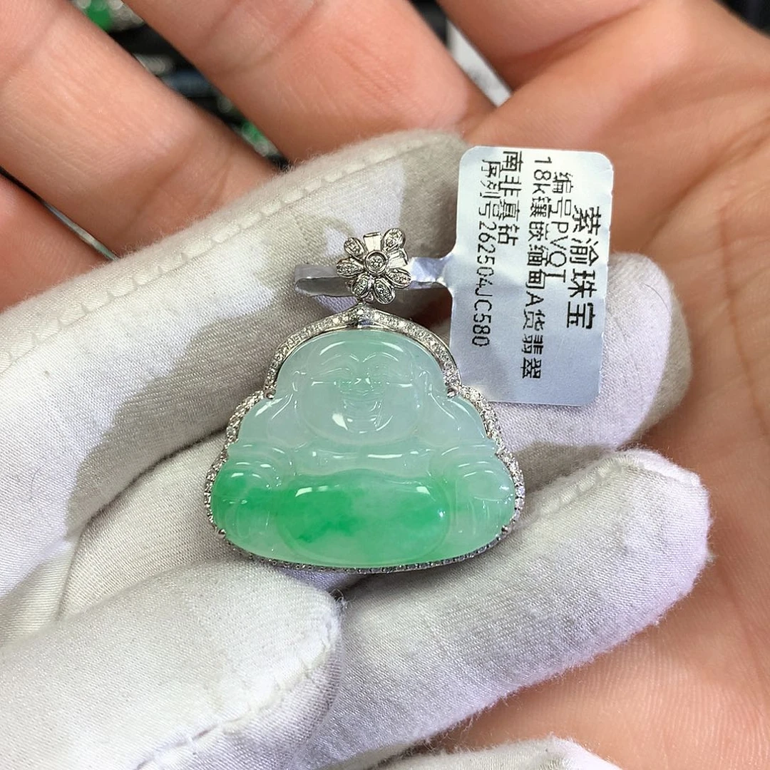 翡翠颈饰18K金镶嵌一