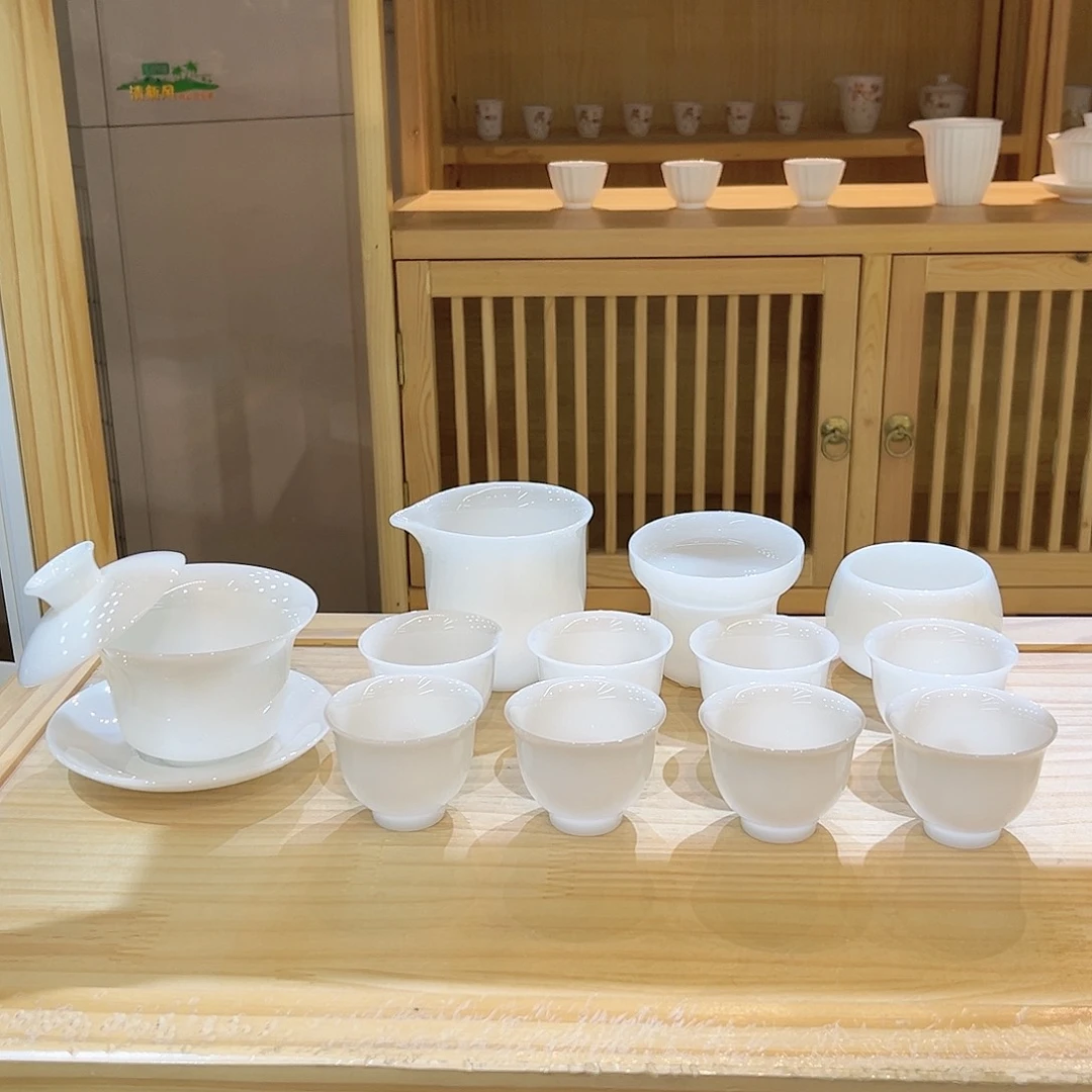 【都彩】高档冰种璞玉白瓷13头
