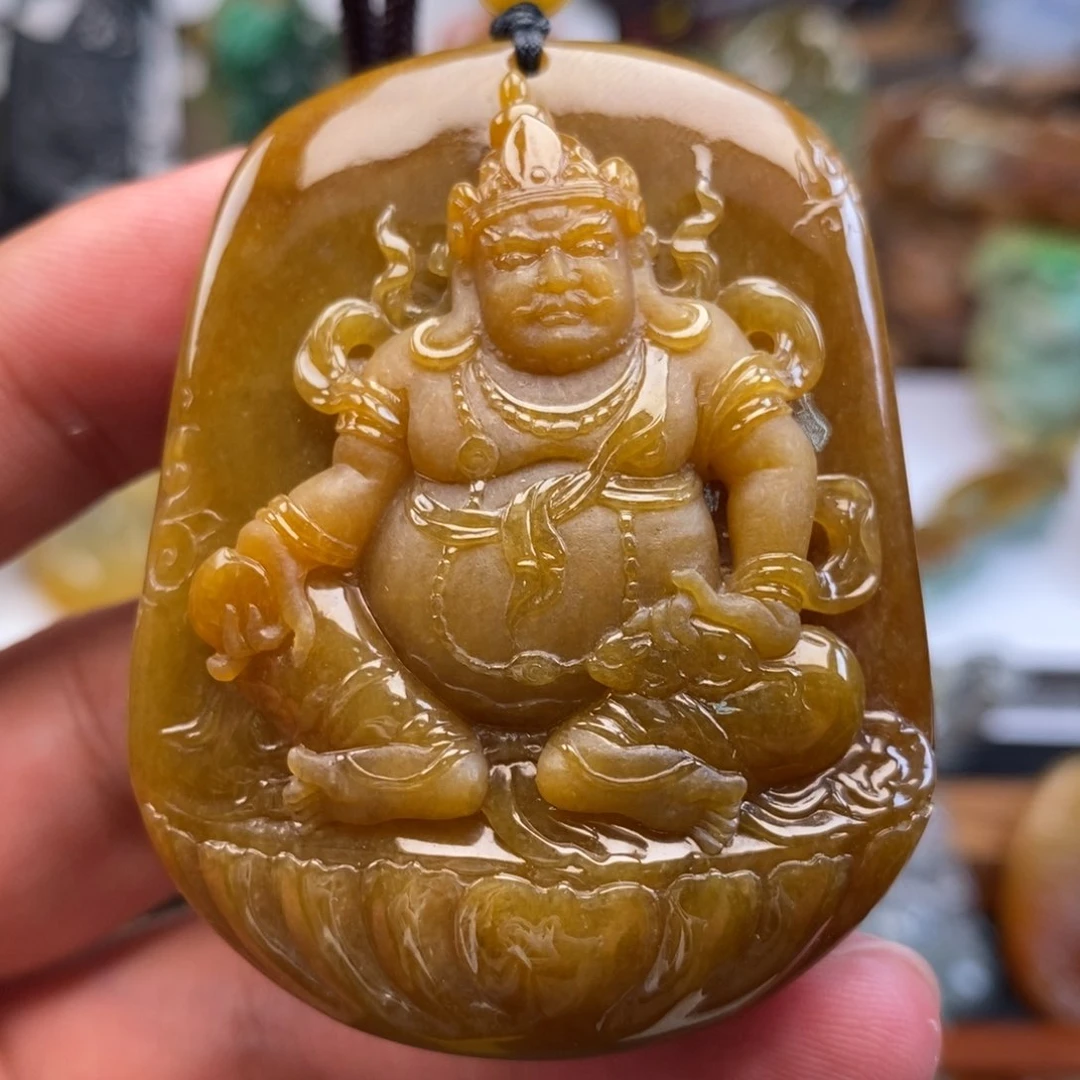 颈饰未镶嵌翡翠缅甸天然翡翠黄财神