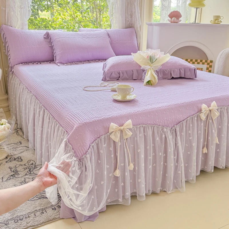 法式韩版公主花边凉席冰丝席夏天专用床裙款家用空调冰豆豆软席子