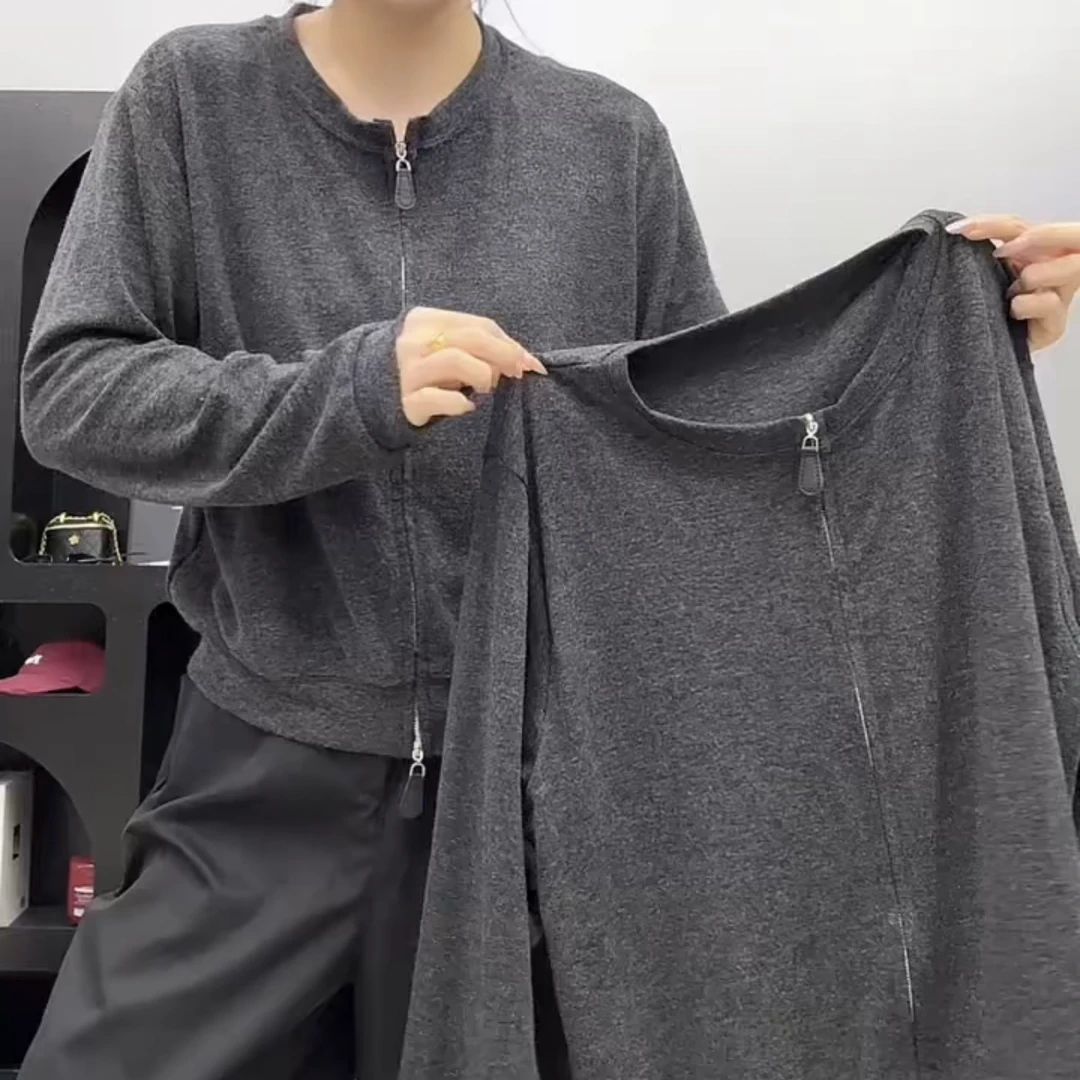 圆领短外套运动直下摆秋季网红拉链时尚夏季女