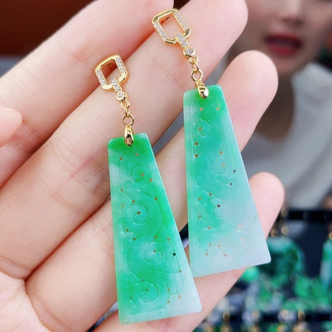 翡翠银S925镶嵌耳饰