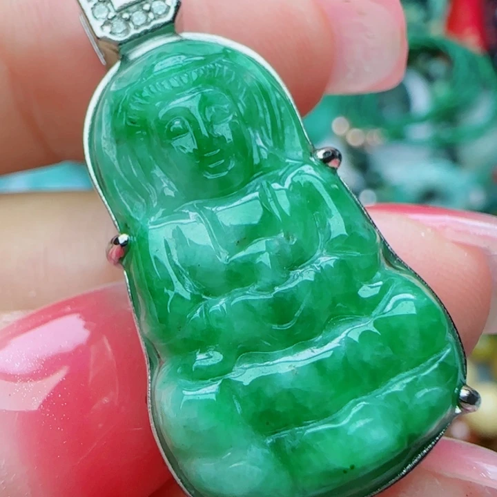 翡翠银S925镶嵌颈饰天然A货12