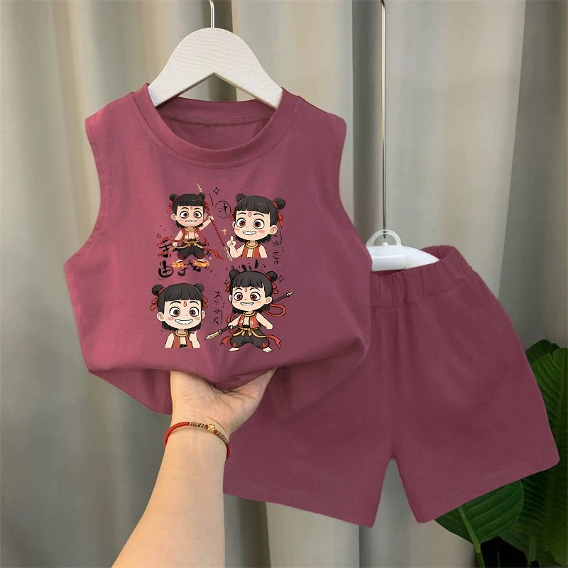 新品巴拉巴拉儿童新款纯棉两件套宝宝背心短裤套装2025男童女童哪