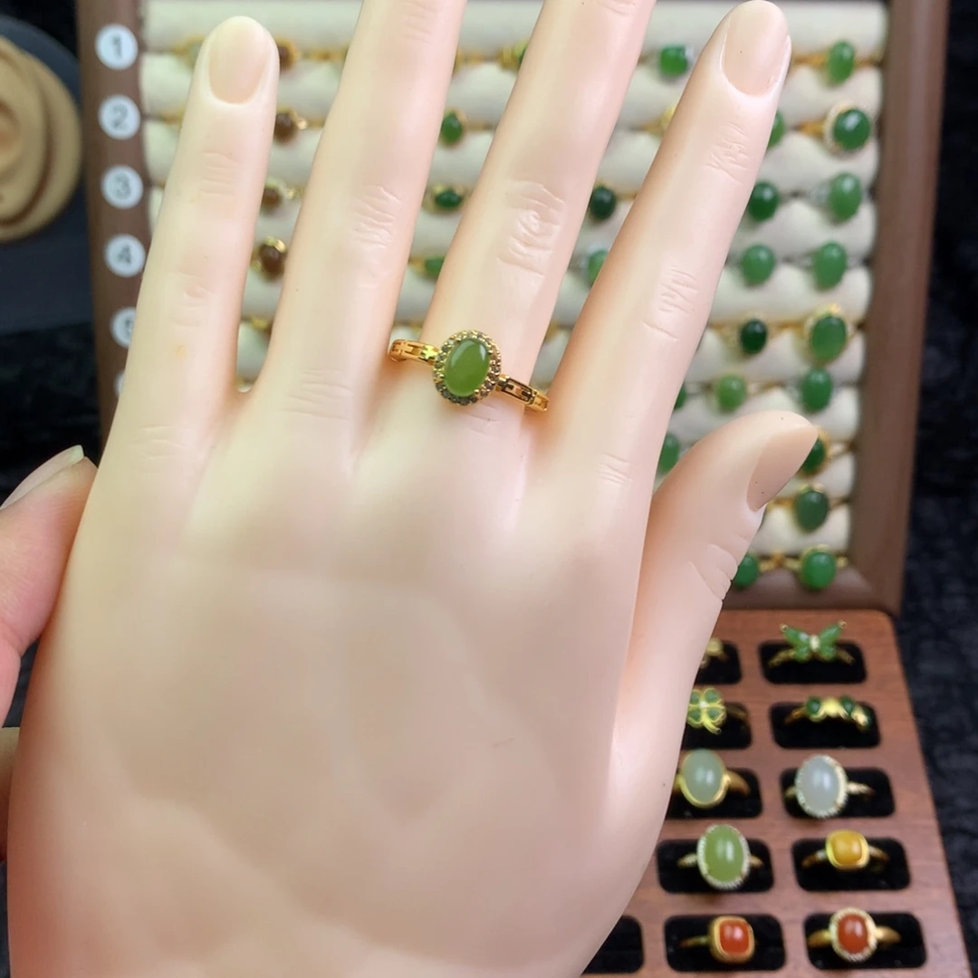 和田玉银S925镶嵌戒指