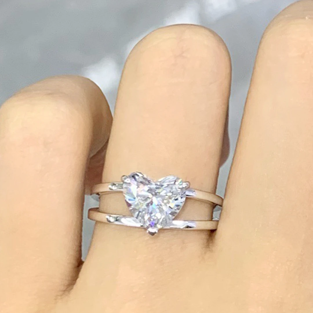 心形2克拉天然钻石戒指IJ色VS净度18K金真钻戒婚戒求婚戒指20822