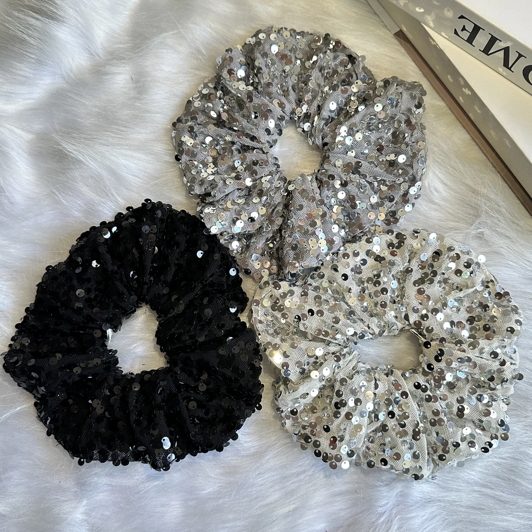 爆闪！复古亮片大肠圈2025新款女气质时髦马尾丸子头发圈头绳发饰