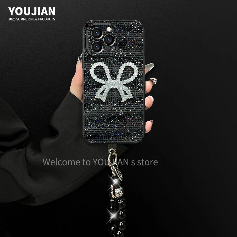 适用【苹果/oppo/华为/vivo/小米】轻奢高级蝴蝶结亮闪闪ins手机壳