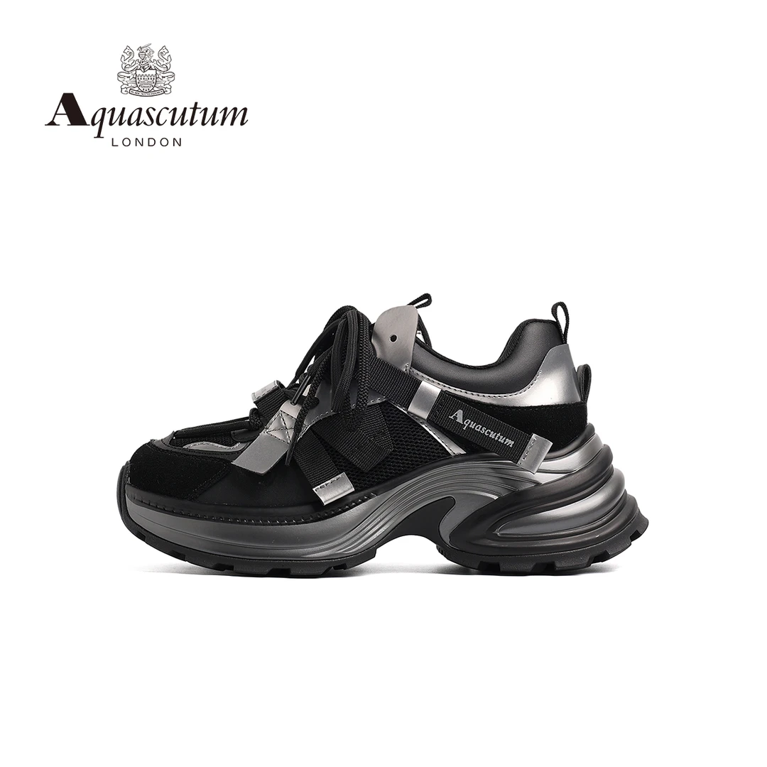 Aquascutum雅格狮丹 复古老爹鞋女时尚百搭厚底潮鞋低帮系带女鞋