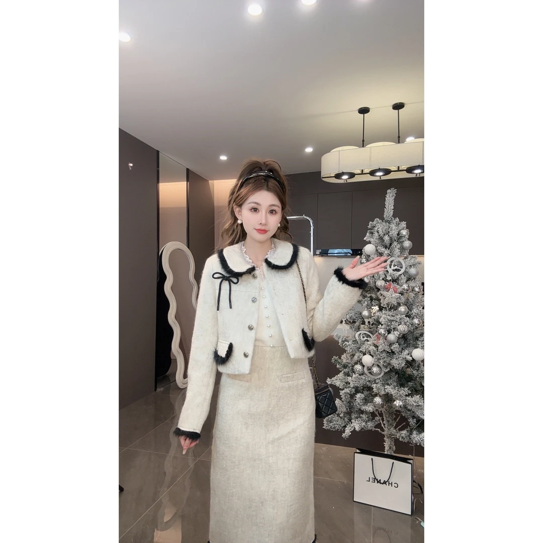 安淇儿●【云上香草】冬季新款时尚百搭显瘦小香风套装Q3TZ3719A