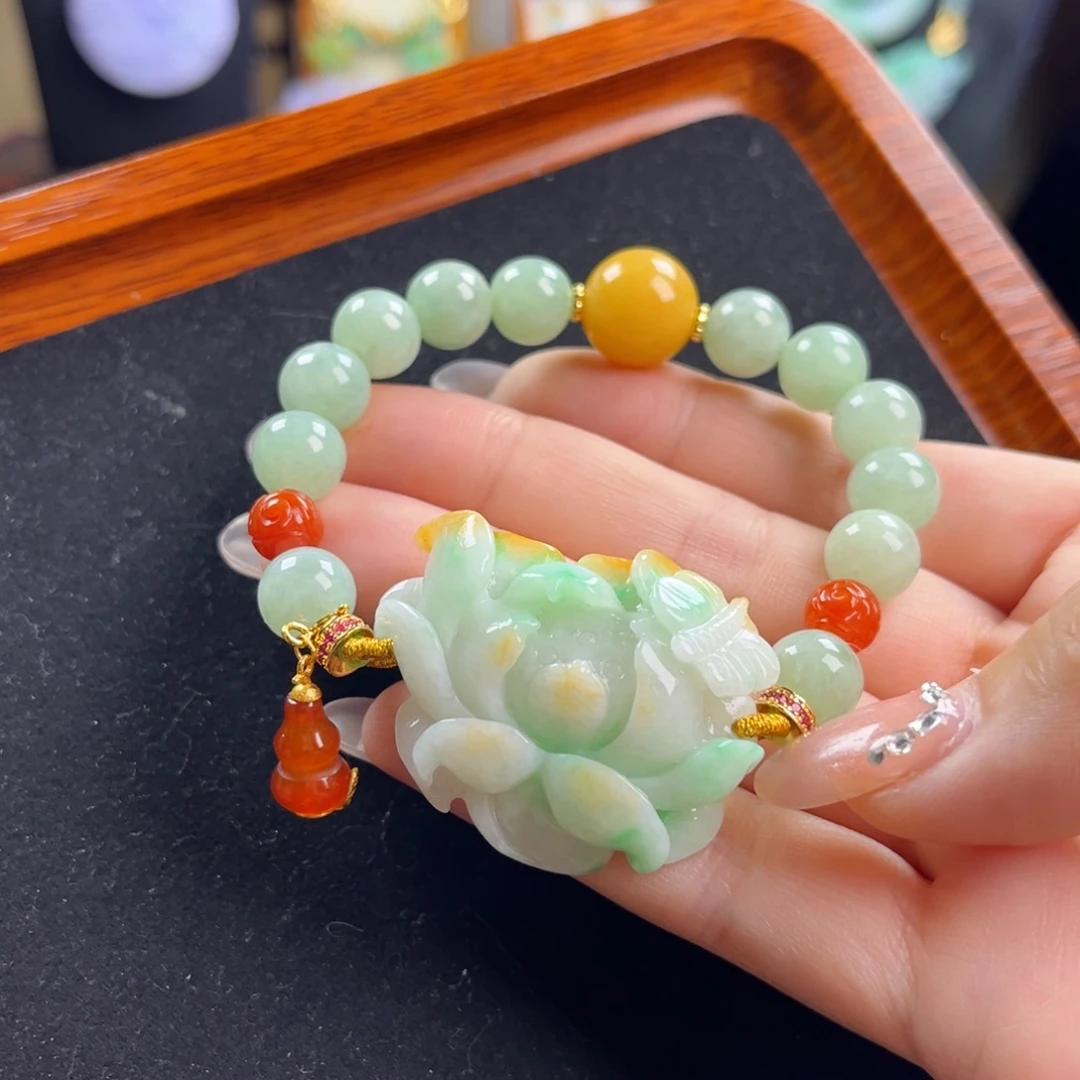 未镶嵌锂辉石项链莲花