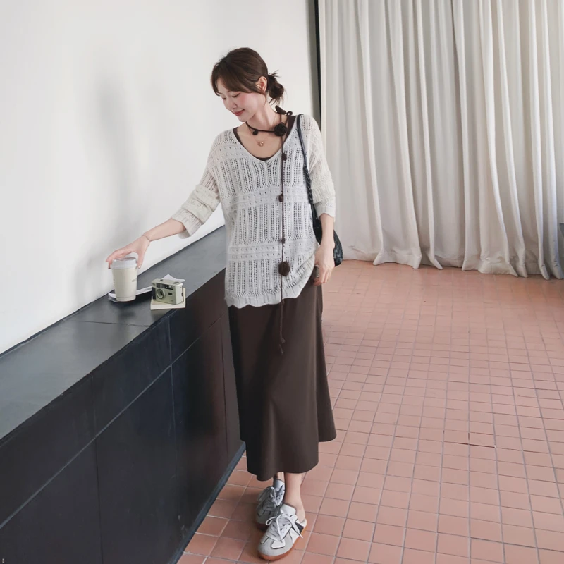 针织罩衫背心连衣裙套装女2025初秋新款韩系慵懒风穿搭气质两件套