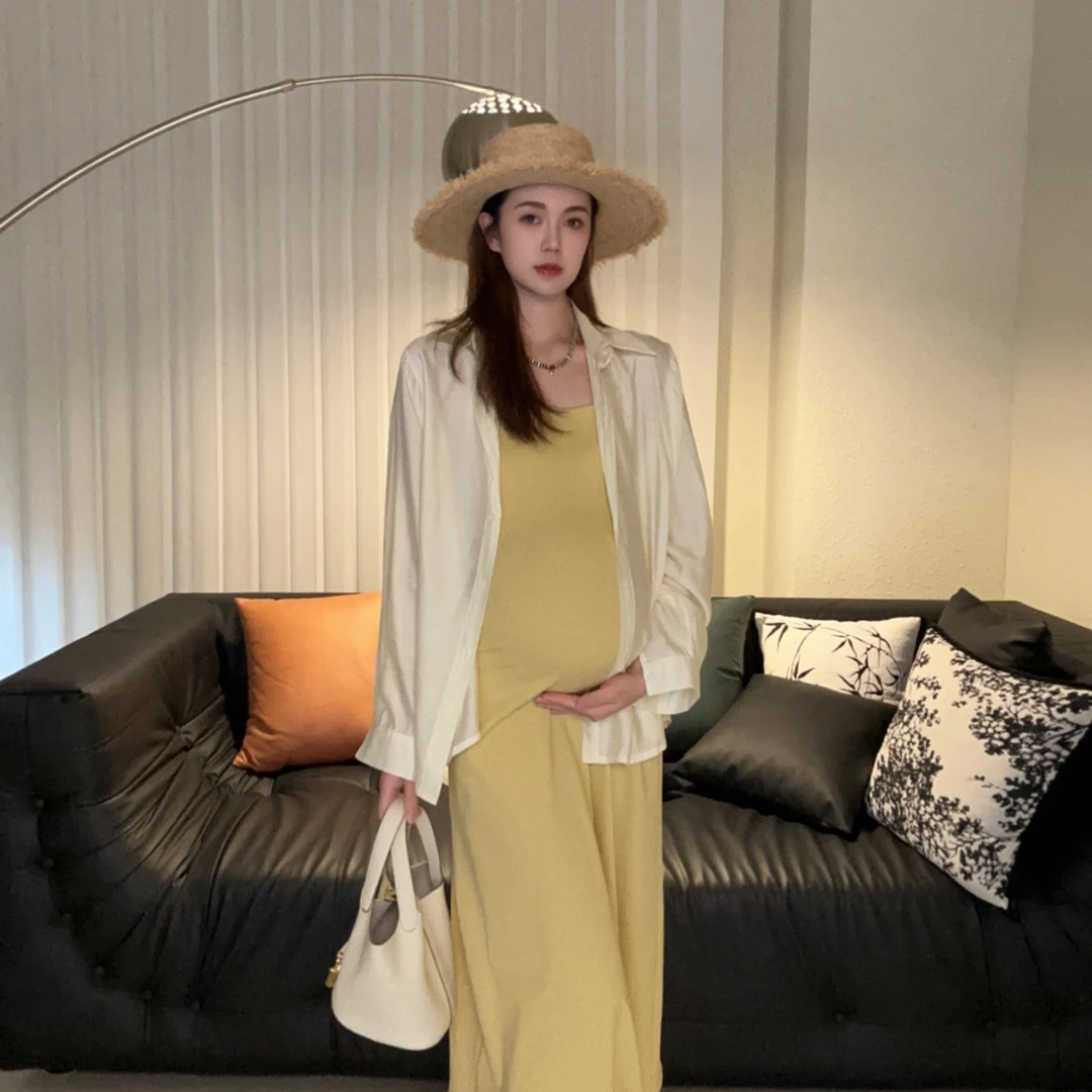 Zoey孕妇装［阳光巴厘岛］早秋孕妈可调节吊带裙搭配防晒衬衣孕妇装