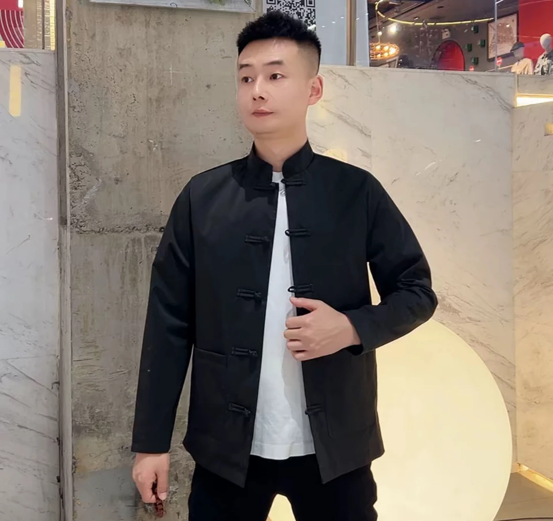 盘扣唐装纽扣夏季男装男士立领上衣春季秋季男复古水洗春秋夹克男