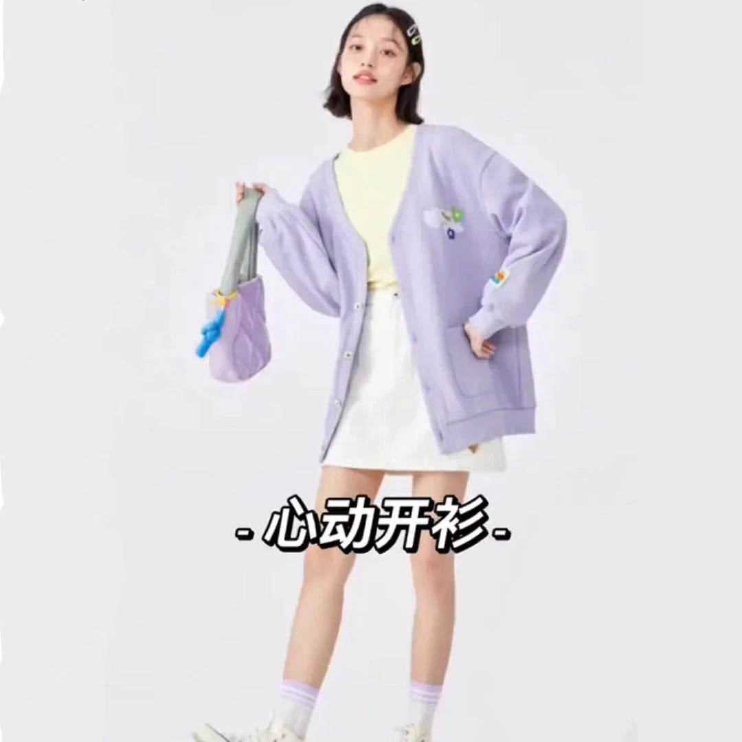 细散外套女2025新款春秋季薄款v领上衣韩系早秋休闲卫衣开衫