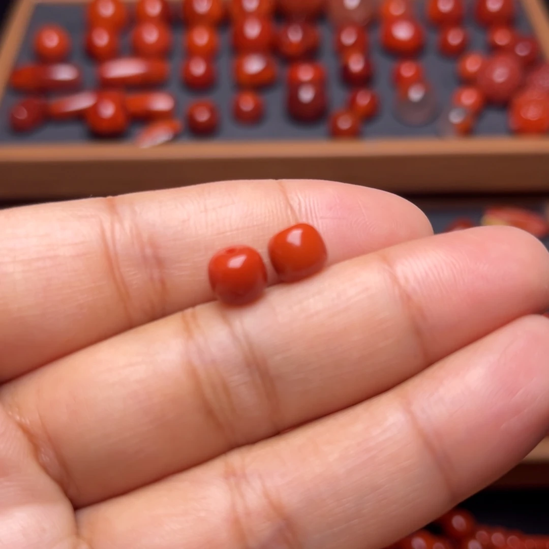 南红玛瑙配饰未镶嵌老型7mm一对珠