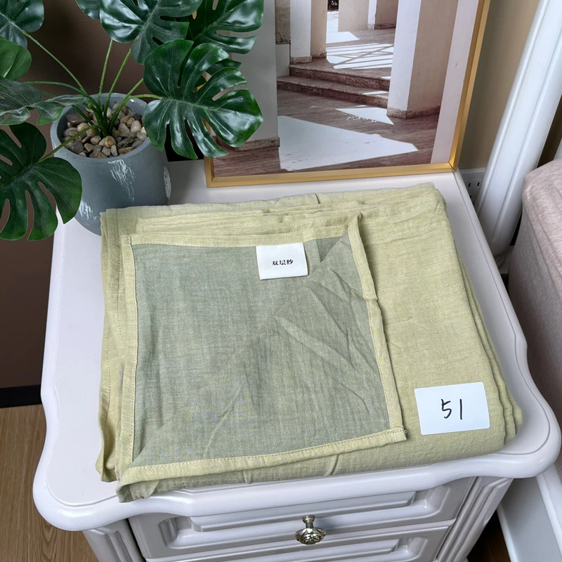 【双层纱系列8】色织纯棉双层纱布睡单针织多功能夹棉绗缝