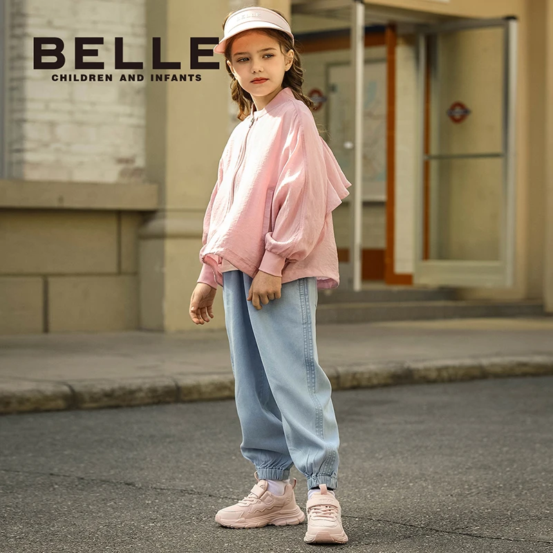 百丽女童儿童童装夏季新款纯色洋气休闲薄款长裤BB0295