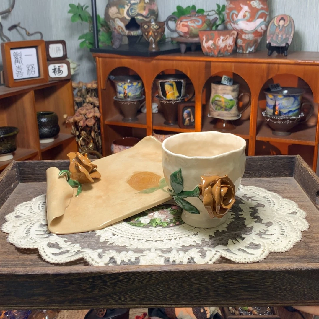 陶【玫瑰情书】太妃糖玫瑰杯+盘