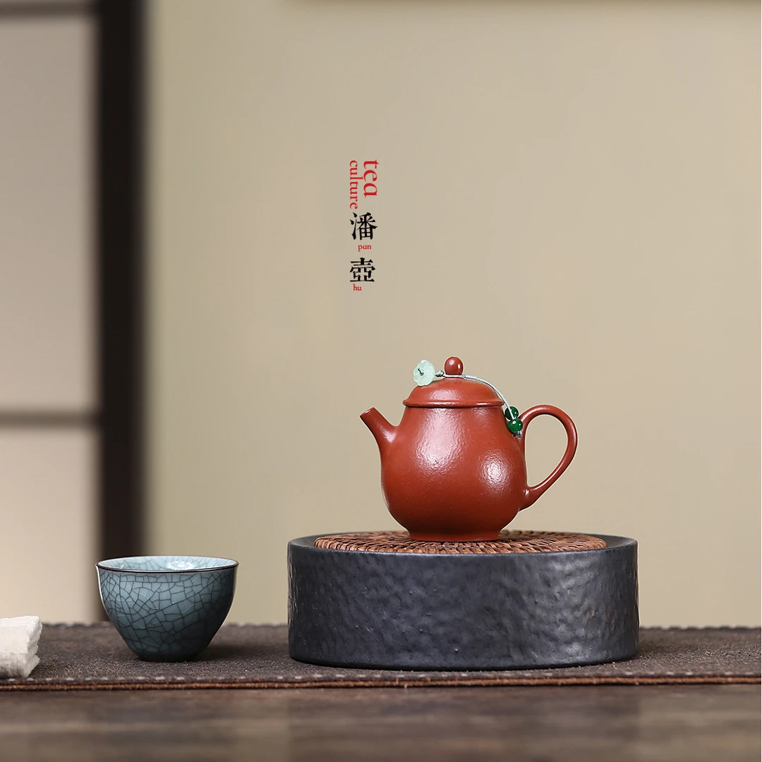高潘壶小品110ml小煤窑皱皮朱泥小容量内推球孔紫砂壶平价茶具