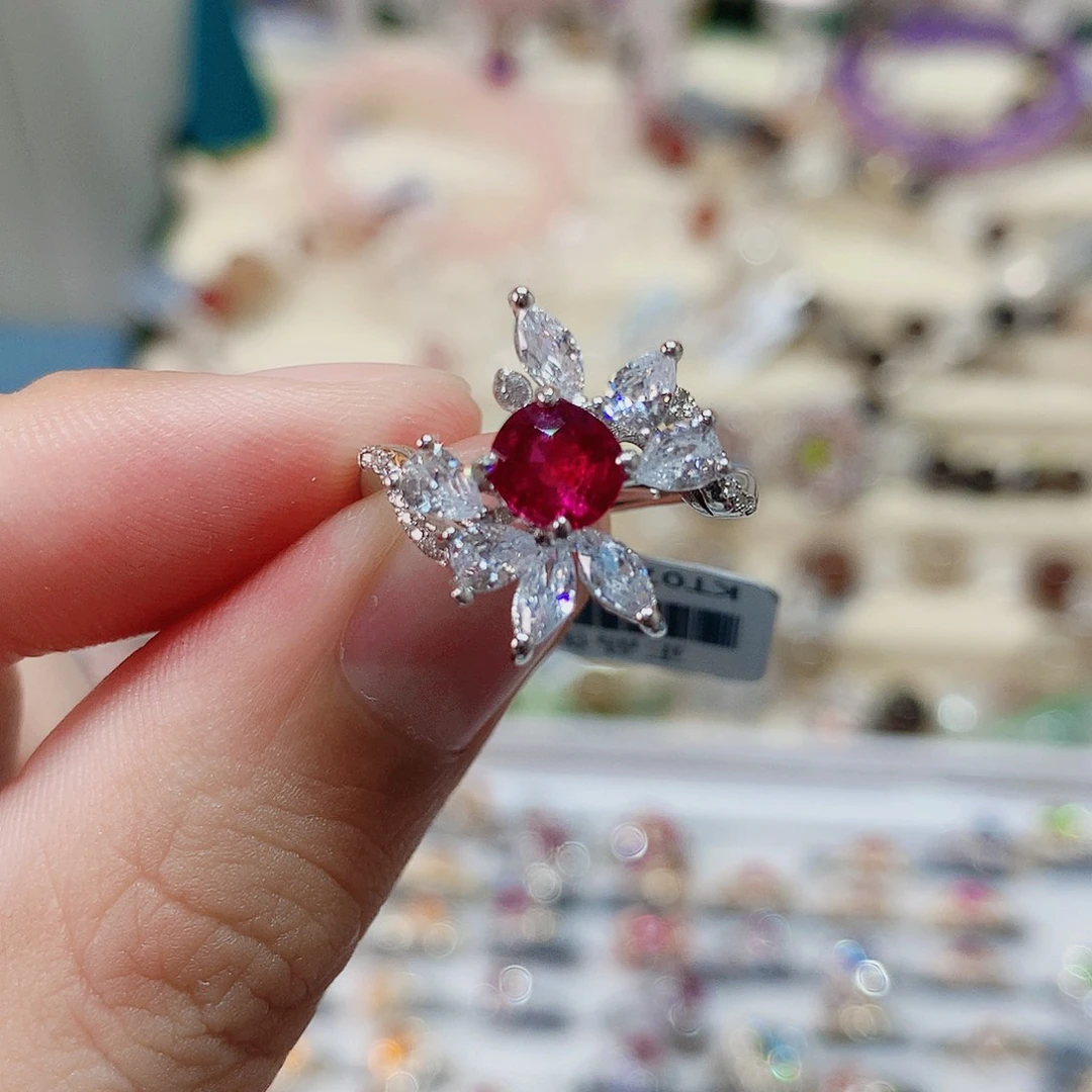 戒指戒指银S925镶嵌碧玺