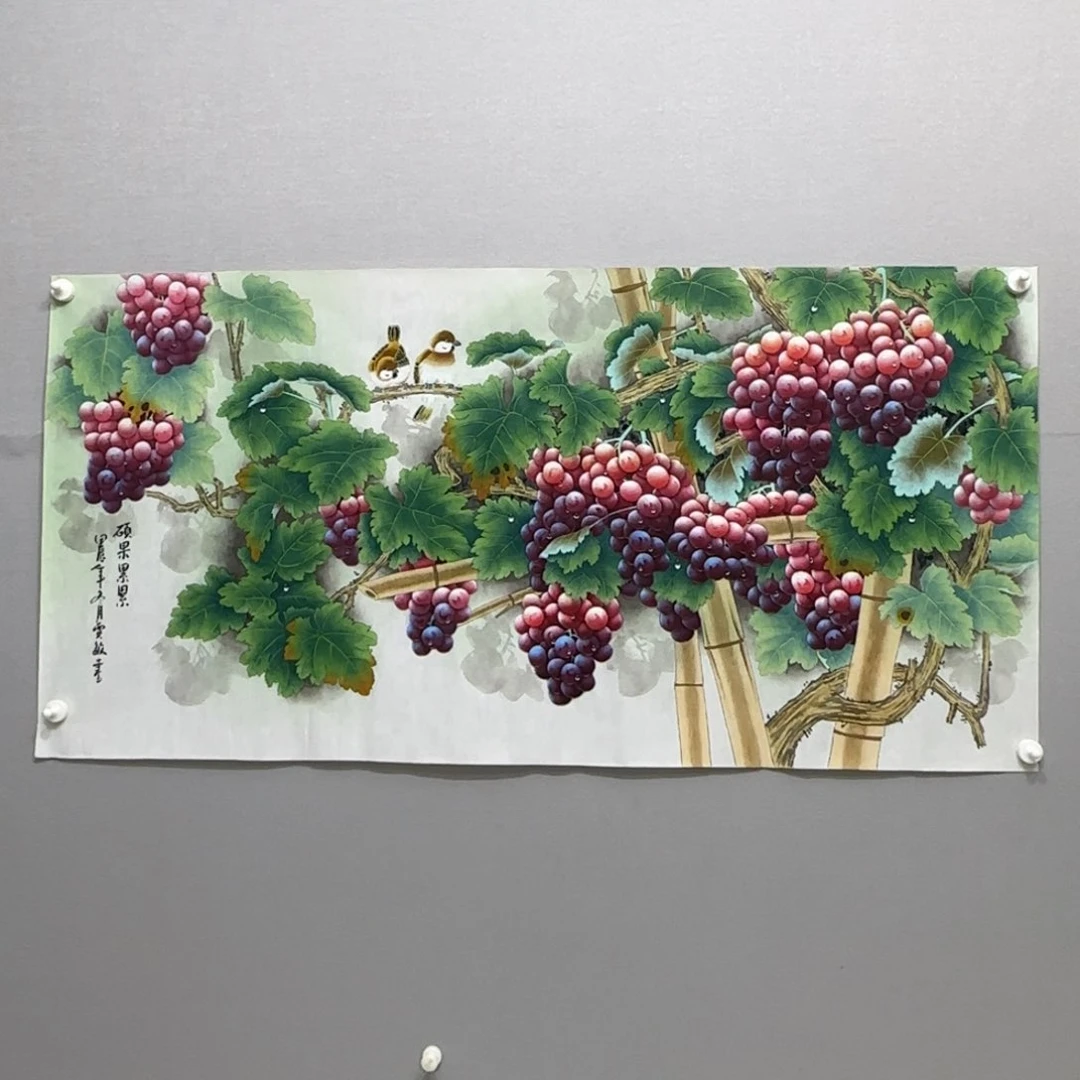 国画曹横幅四尺精品葡萄贾敏
