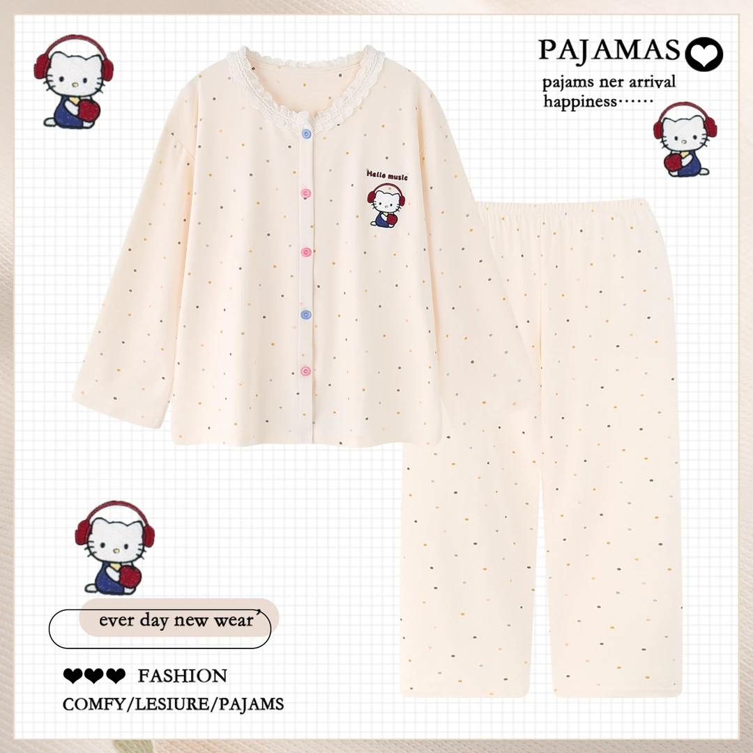 可爱卡通纯棉睡衣女春秋季新款柔软长袖长裤可外穿套装学生家居服