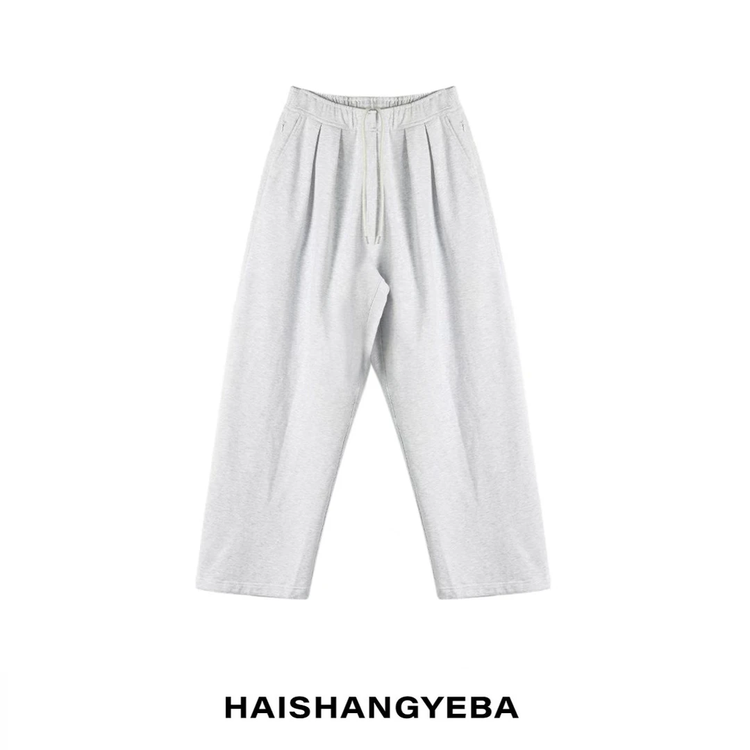 【海上叶爸】新款2025春秋百搭棉男女同款松紧腰多口袋阔腿裤