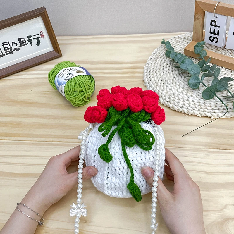 diy材料套z手工毛线玫瑰花束包包 材料包创意心意礼物 送女友闺蜜