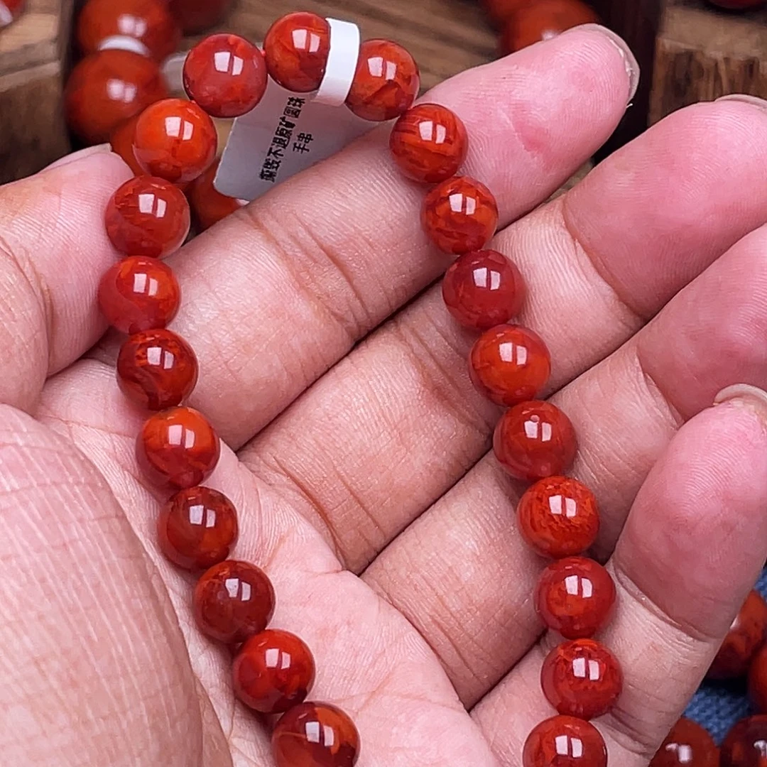 *****南红玛瑙未镶嵌手链南红瓦西卡8火焰原矿