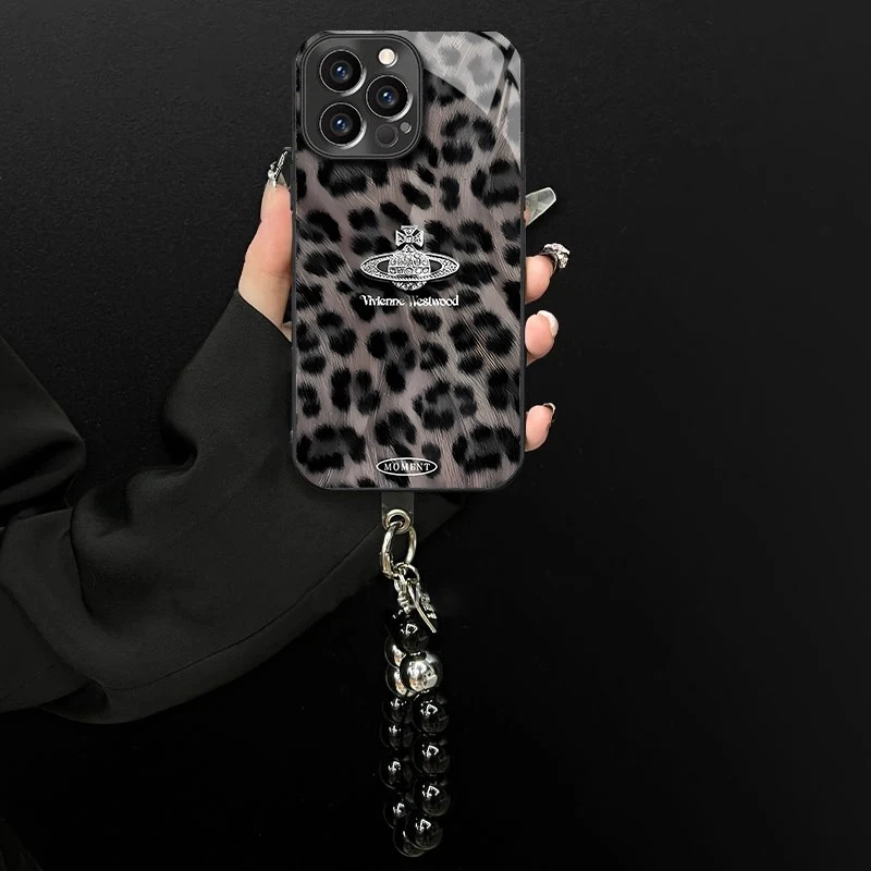 电镀玻璃适用苹果/oppo/华为/vivo/小米高级感毛绒豹纹创意手机壳