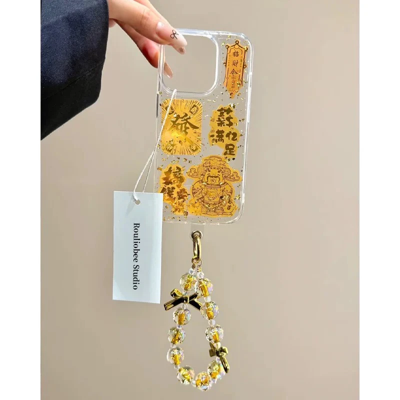 创意透明薪满亿足财神滴胶适用iPhone15苹果16手机壳13promax
