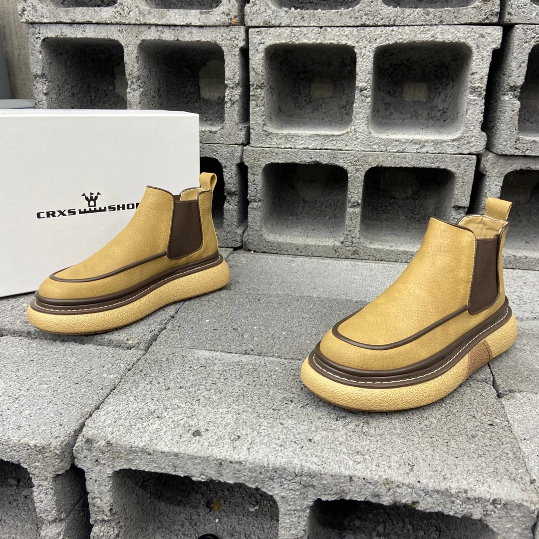 2025男鞋秋冬新款纯皮马丁靴厚底轻便舒适高帮鞋时尚百搭英伦皮鞋